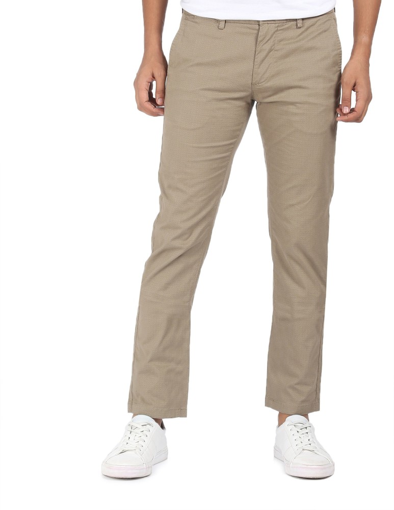 Buy Arrow Men Light Khaki Mid Rise Twill Solid Formal Trousers  NNNOWcom