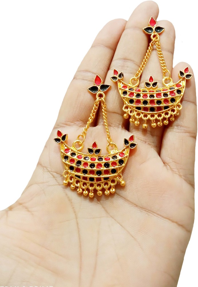 Copper RedGreen Assamese Traditional Jewellery EarringAxomiya