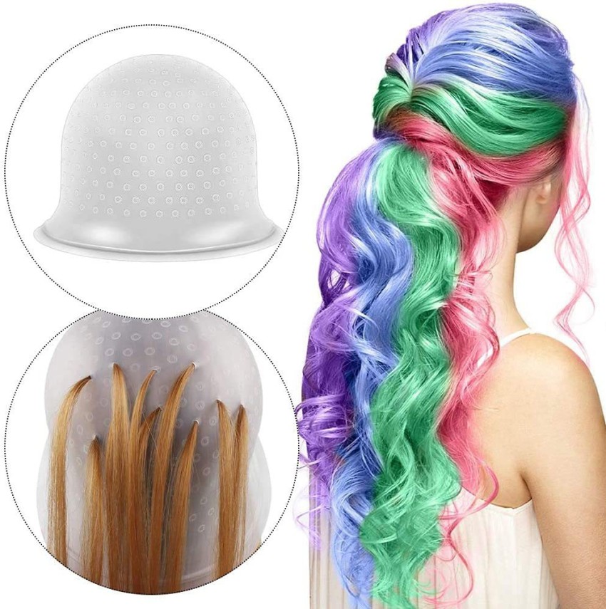 Doberyl Silicone Reusable Highlight Salon Hair Coloring Dye Cap with Hook  White pack of 1