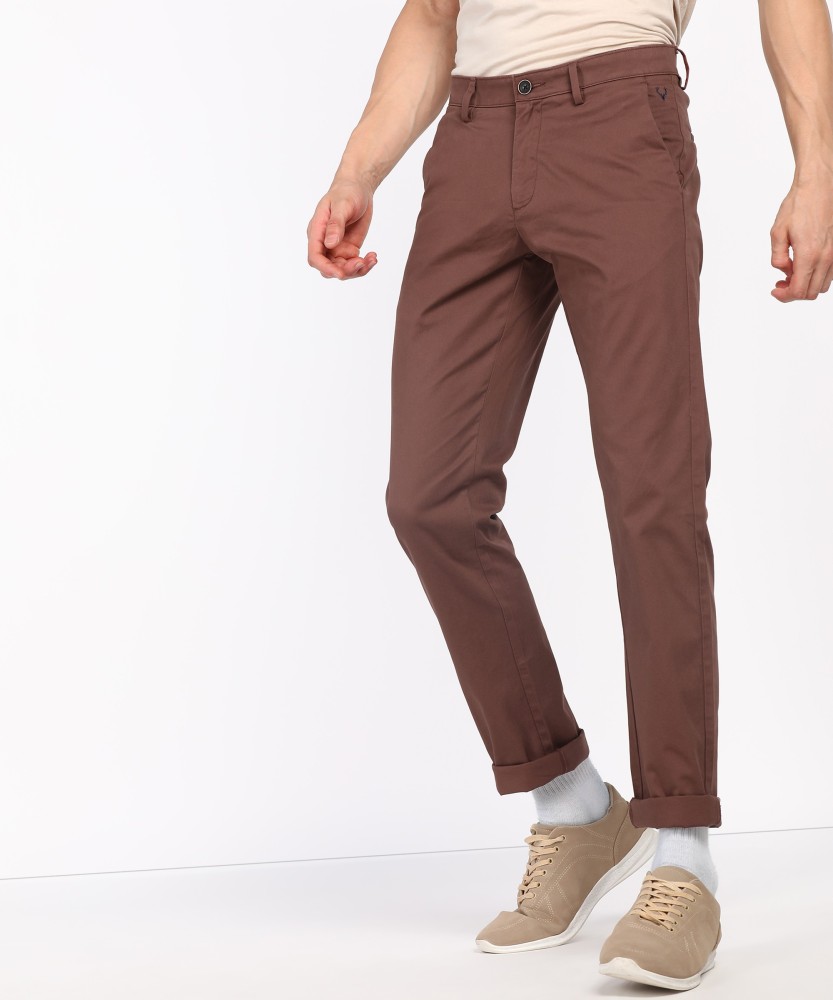 Buy Men Maroon Slim Fit Solid Casual Trousers Online  662103  Allen Solly