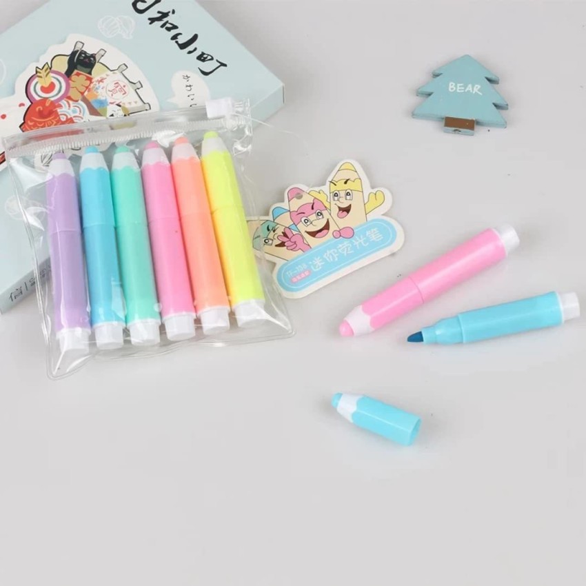 6pcs Highlighters Pastel Pen Set Colored Markers Colors Pens Kawaii Cute  Stationery Office School Supplies