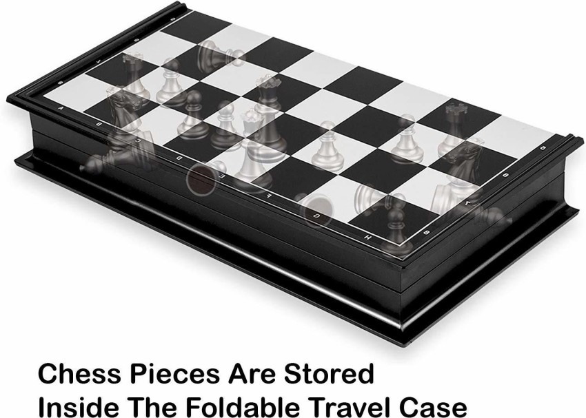 10inch Magnetic Travel Chess Set, Black & White Folding Board for