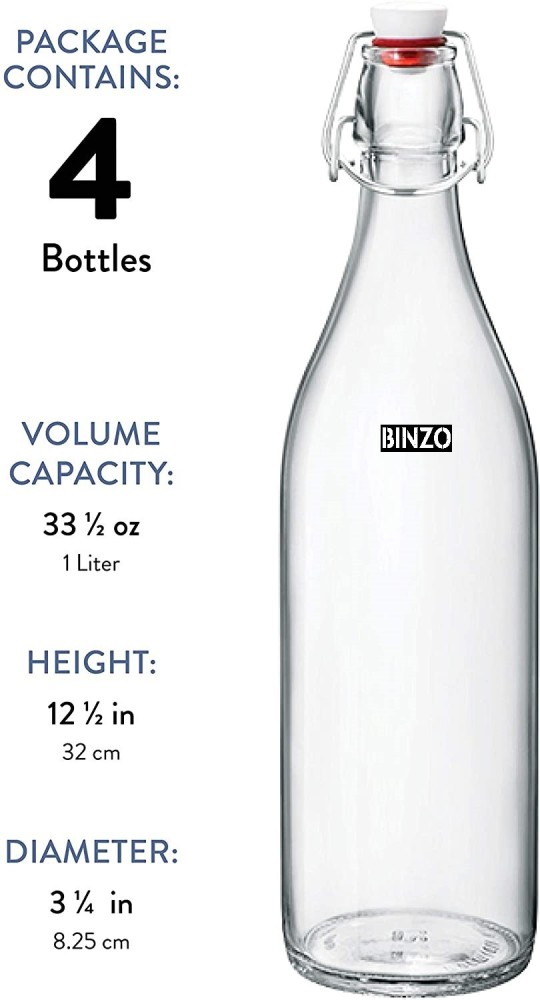 BINZO Glass Bottles For Fridge, Storage, Beverages, Smoothies