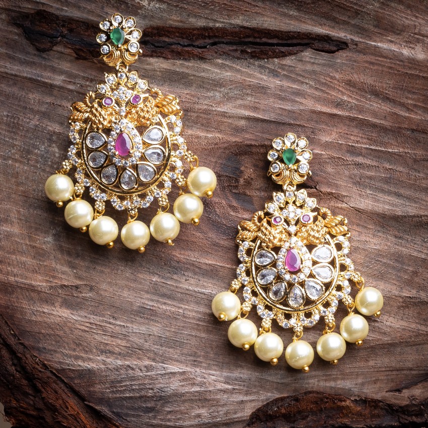 Priyaasi Earrings  Buy Priyaasi Ruby Beads Stones Gold Plated Chandbali  Earring OnlineNykaa Fashion