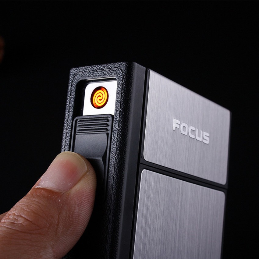 Brand New Detachable Cigarette Case with Lighter Portable Metal Cigarette  Holder Case Lighter Usb Eletronic Torch Jet Lighters