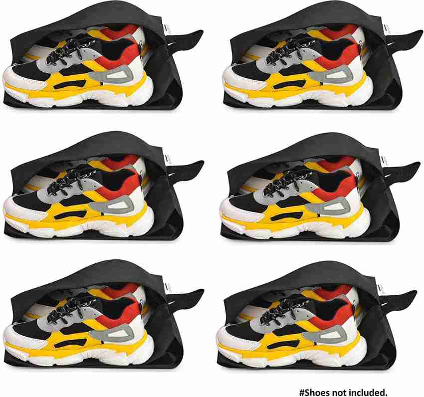Travel Shoe Bags Set of 4 Waterproof Nylon with Zipper for Men & Women,  Black 