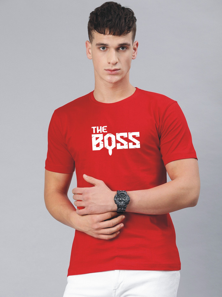 Buy jorkk Typography Men Round Neck Red 