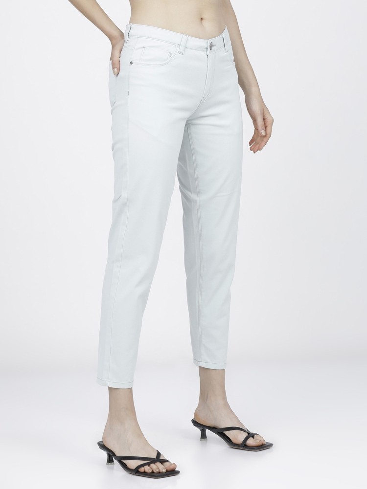 Buy Tulsattva Off White Tapered Fit Trousers  Trousers for Women 1560878   Myntra