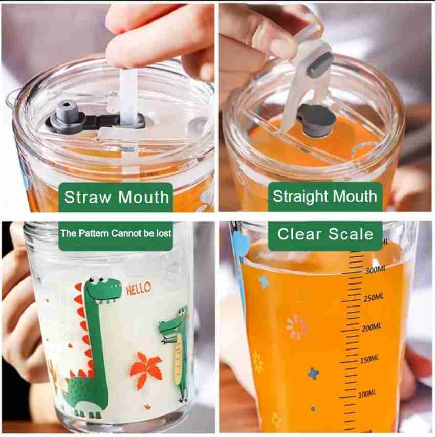 400ml Creative Glass Straw Cup With Leak-proof Cover Heat
