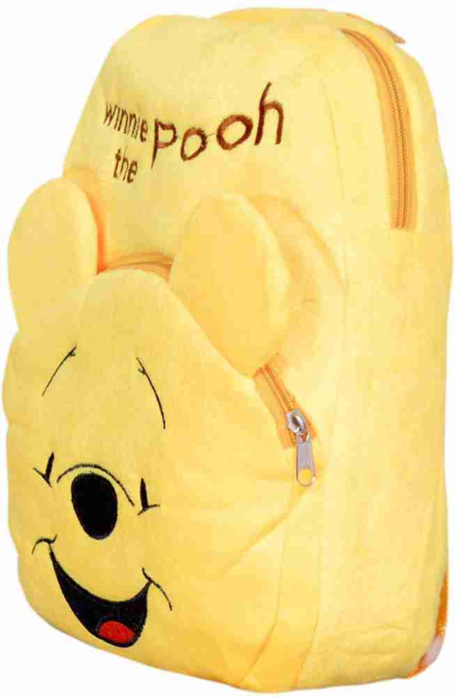 Kraftix yellow winnie the pooh cartoon character soft plush teddy bear pre  nursery school bag backpack for baby boys girls kids 1-4 years with 2 zip  and compartment for babies boy girl