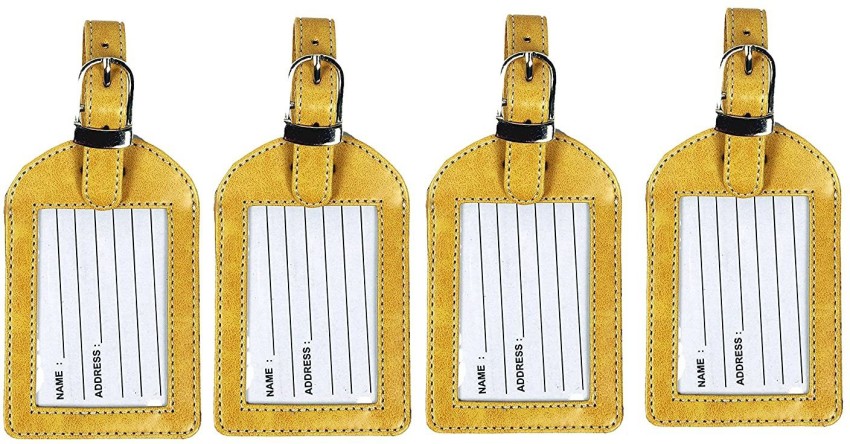 Skycase Luggage Tags, 2 Pack Premium PU Leather Luggage Tags Privacy Protection Travel Bag Labels Suitcase Tags,Brown, Size: Medium