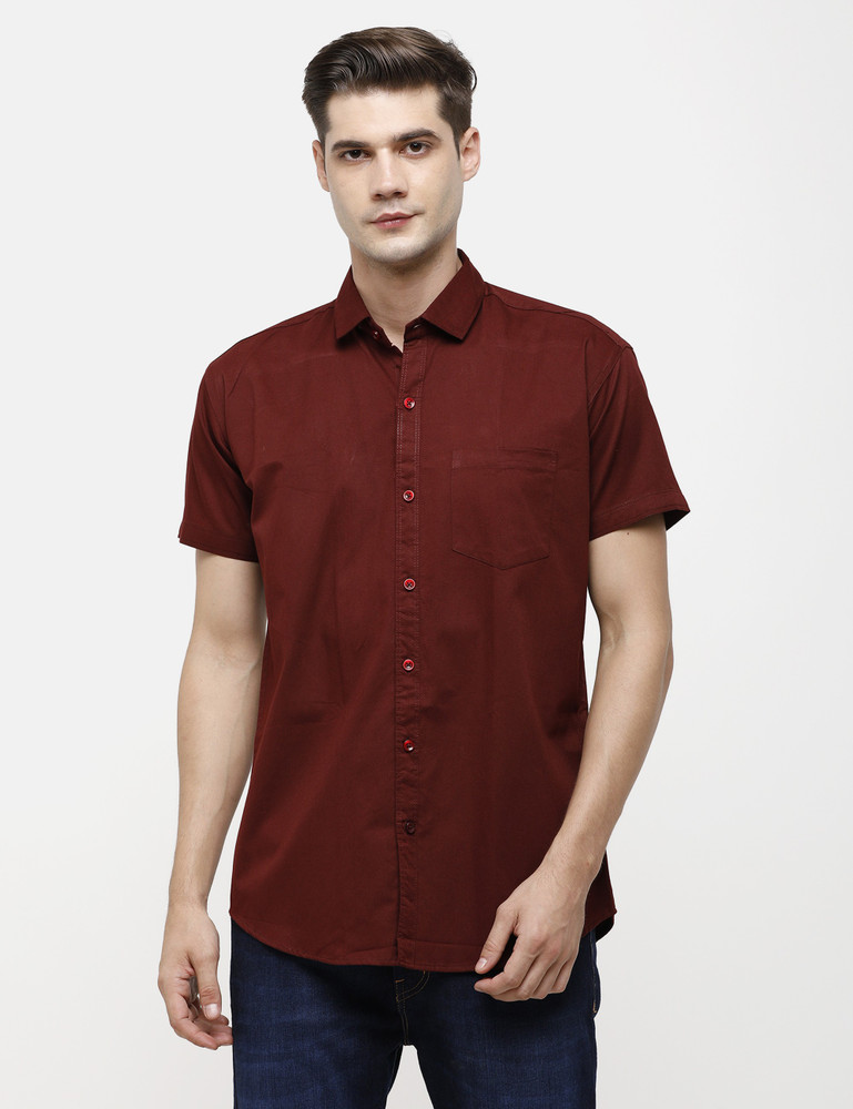 walking Men Solid Formal Maroon Shirt 