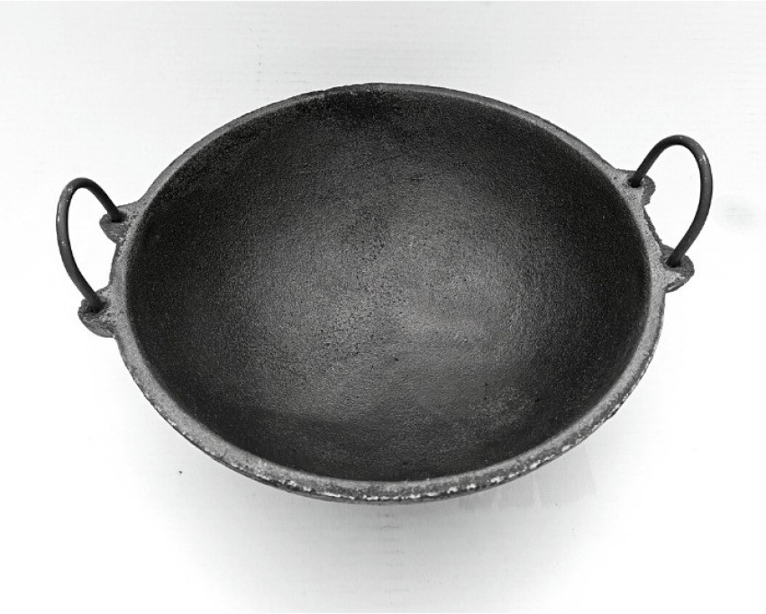 10.5 INCH INDIAN PURE IRON LOHA KADHAI DEEP FRYING PAN KADHAI FOR FRYING,  COOKING 