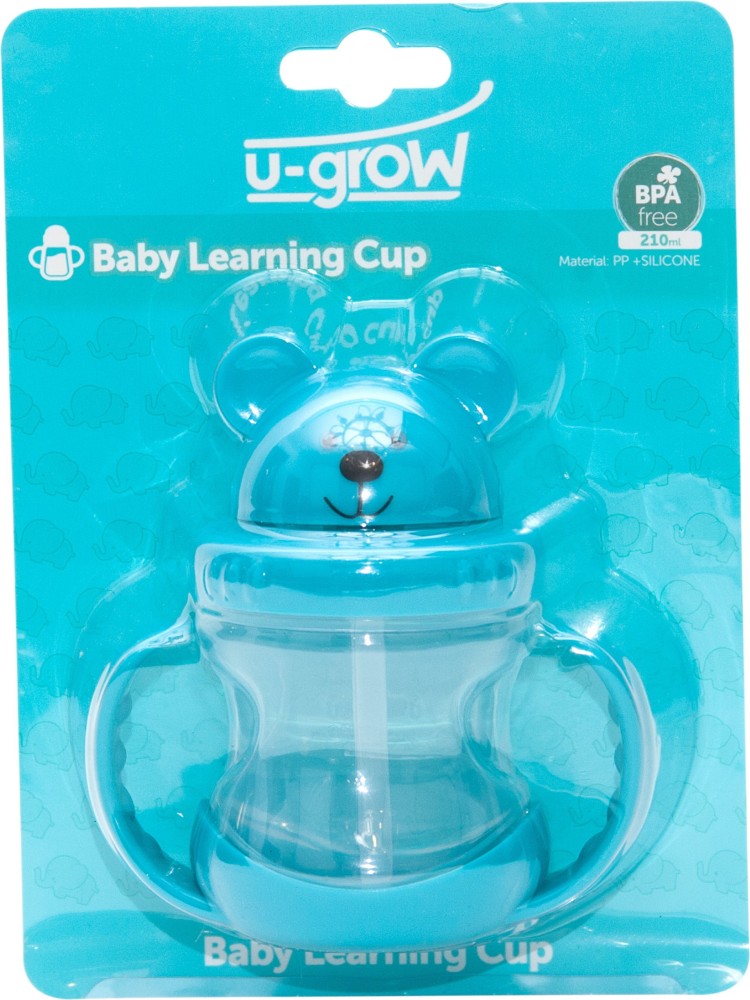 HOTUT Silicone Baby Straw Cup, 210ml/7oz Silicone Training Cup & Straw,Blue Sippy  Cup, Spill Proof Glass Cups for Toddlers