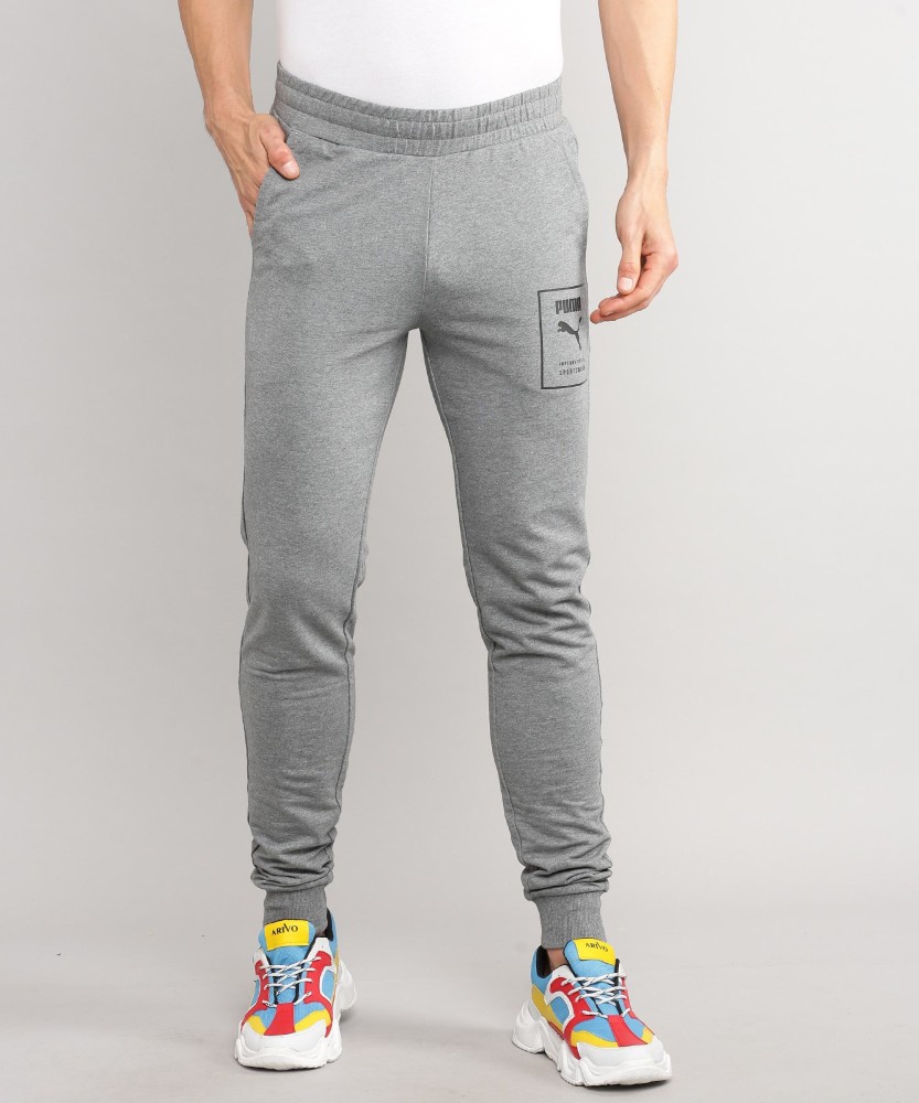 puma solid men's grey track pants