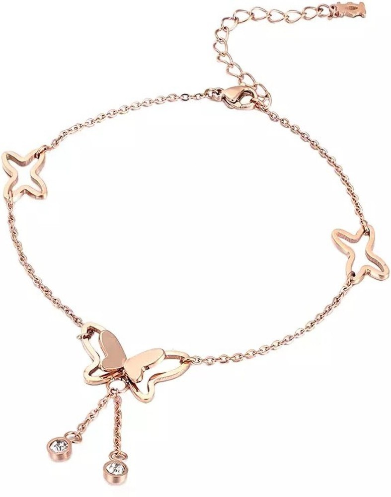 Star with Diamond Funky Design Rose Gold Bracelet for Women  Girls    Soni Fashion