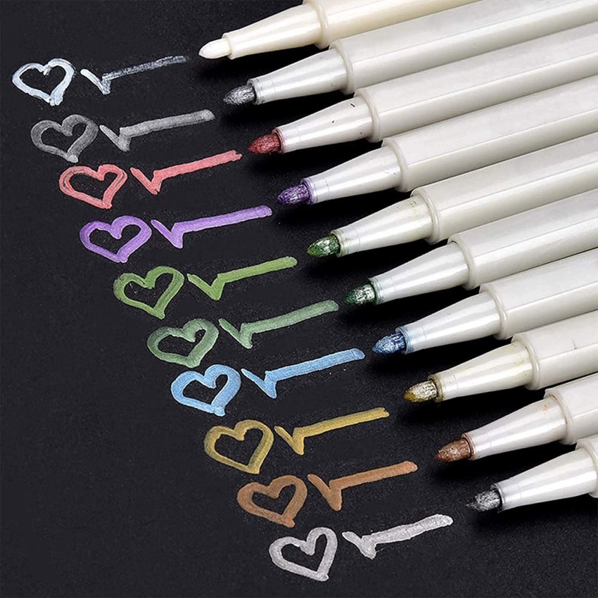 12/21 Colors Metallic Markers with Case Paint Outline Pens Gift Card Rock  Painting Scrapbook Crafts Metal Birthday Ceramic Glass