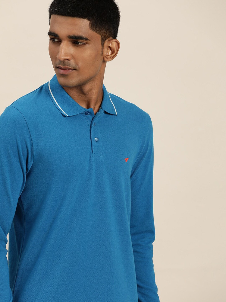 Buy INVICTUS Solid Men Polo Neck Blue 