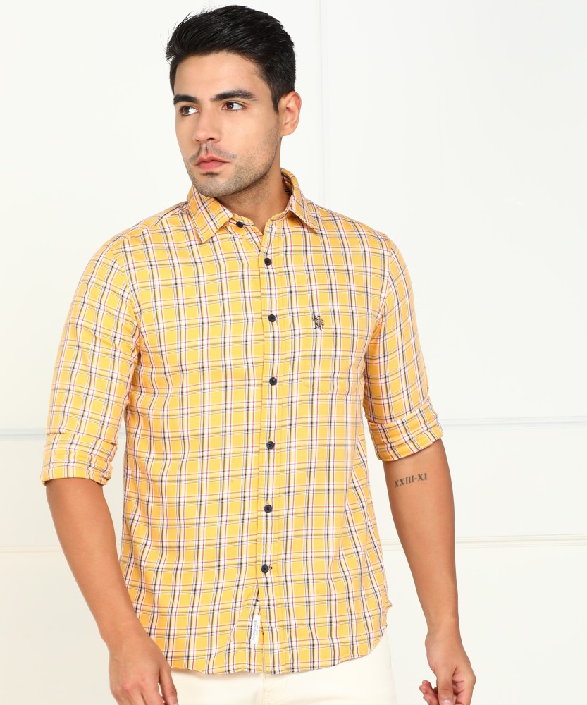 yellow checkered polo