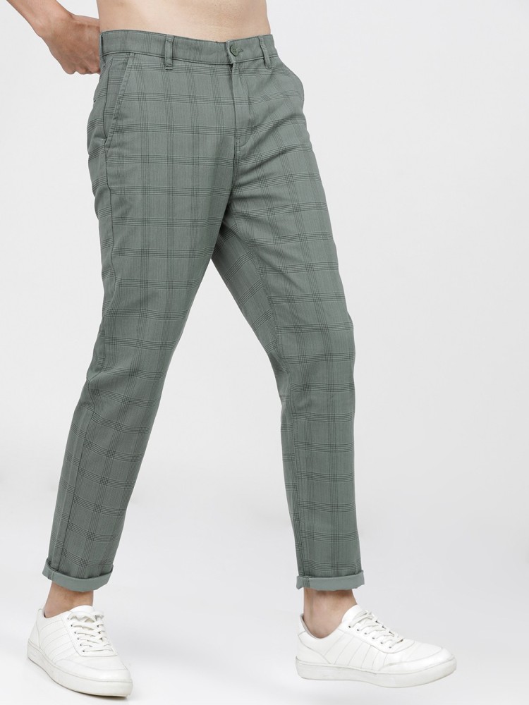 ASOS DESIGN high waist flared pants in lime green check  ASOS