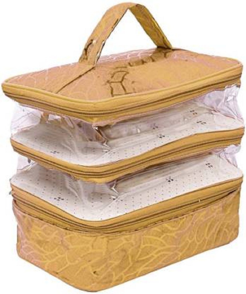 ultimatefashionista combo Transparent PVC Make Up Kit Cum Jewellery Kit  (silver,gold) Makeup Bag Toiletries Bag