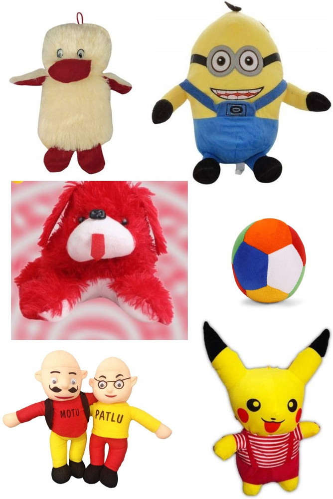 Pihu Soft Toys Duck, Minion, Dog, Ball,Motu Patlu and Pikachu Kids,Boys, Girls & Gift Item of Children Birthday ,Valentine Day New Baby Born and Home Decor (Multicolour, Pack of 6 Pcs) - Pihu Soft Toys Duck, Minion, Dog, Ball,Motu Patlu and Pikachu Kids,Boys, Girls & Gift Item of Children Birthday ,Valentine Day New Baby Born and Home Decor (Multicolour, Pack of 6 Pcs) -
