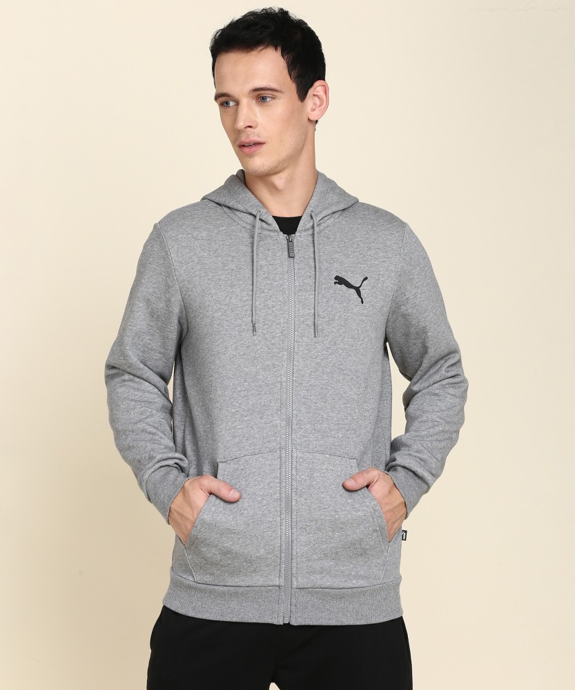 puma full sleeve solid men fleece jacket