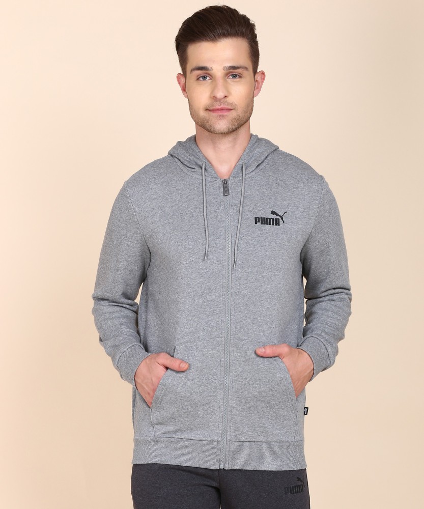 puma full sleeve solid men fleece jacket