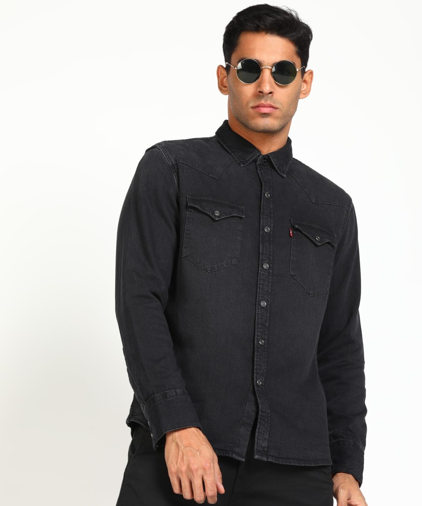 mens black levi denim shirt