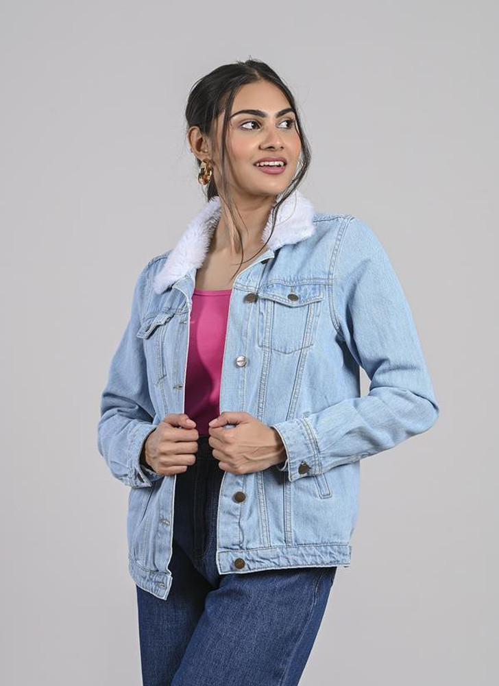 Sleeve Solid Women Denim Jacket 