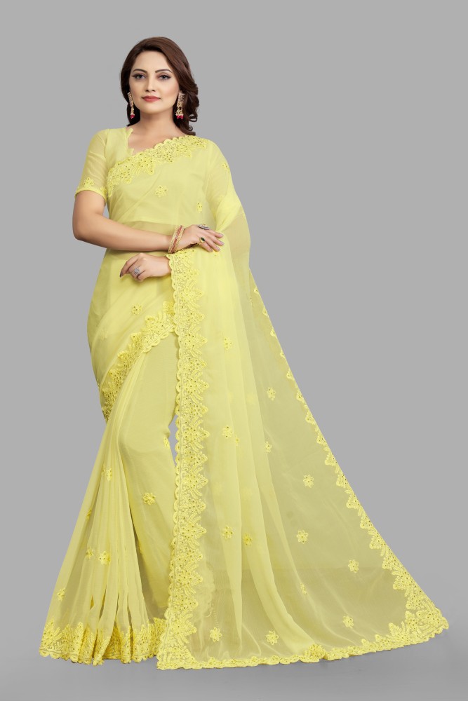 Yellow Chiffon Sarees: Buy Latest Designs Online | Utsav Fashion