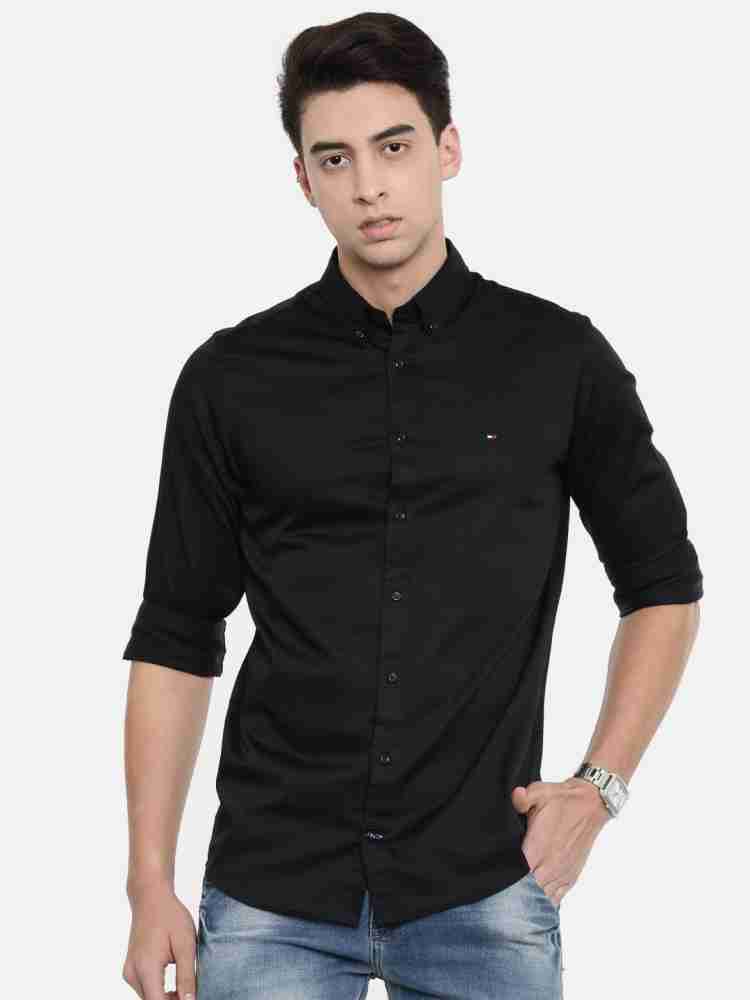 TOMMY HILFIGER Men Solid Casual Black Shirt - Buy TOMMY HILFIGER Men Solid  Casual Black Shirt Online at Best Prices in India