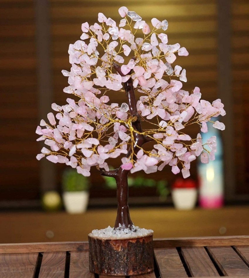 Rose Quartz Gemstone Tree of Life with Rose Quartz Base | KALIFANO