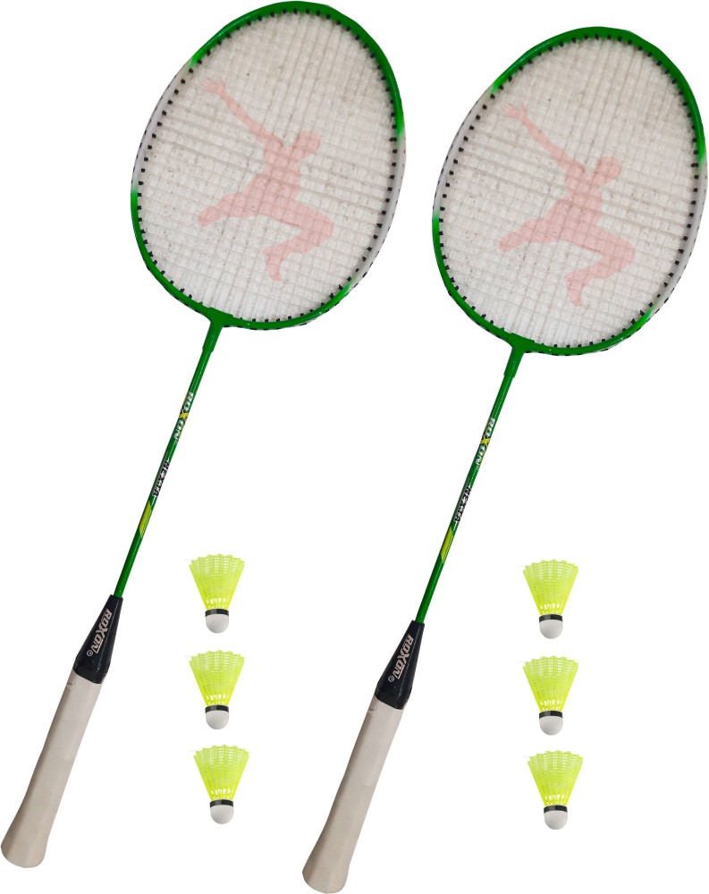 ROXON NEW NEXTA Florescent green Racquet 2 Pcs with 6 plastic shuttlecock Badminton Kit