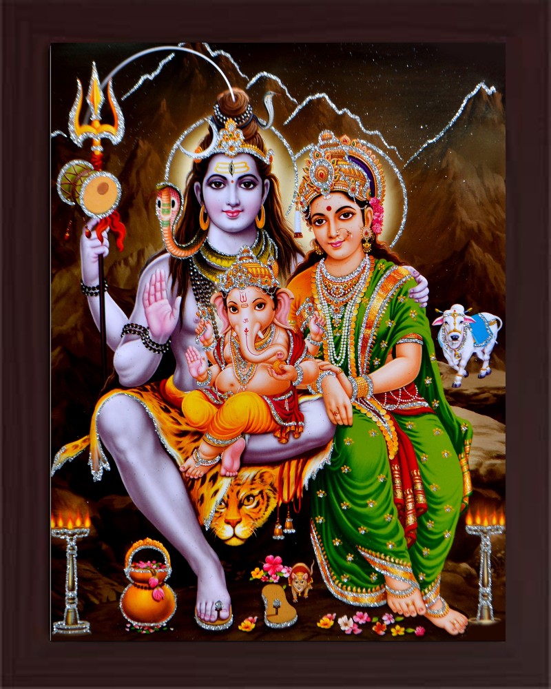 emofly Shiv Parvati with Ganesh Religious Frame Price in India ...