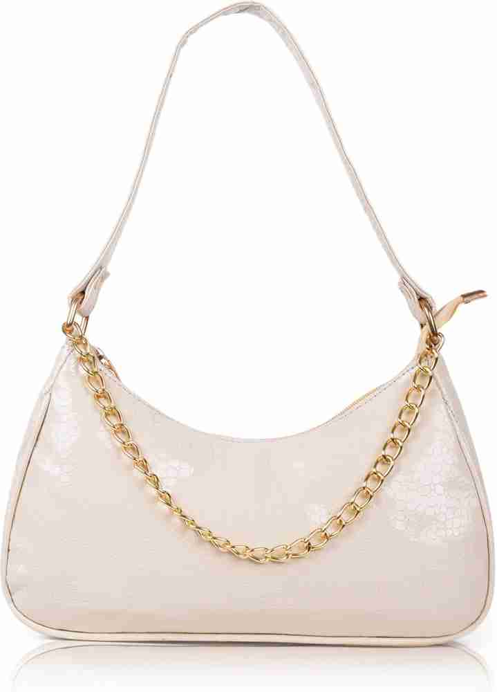 Synthetic Leather Classic Elegant Shoulder Gold Chain Strap Shoulder  Crossbody Sling bag For Women