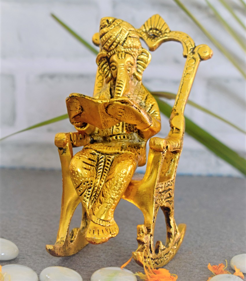 Lord Ganesha in a Swan Chariot - Brass Statue-www.malaikagroup.com