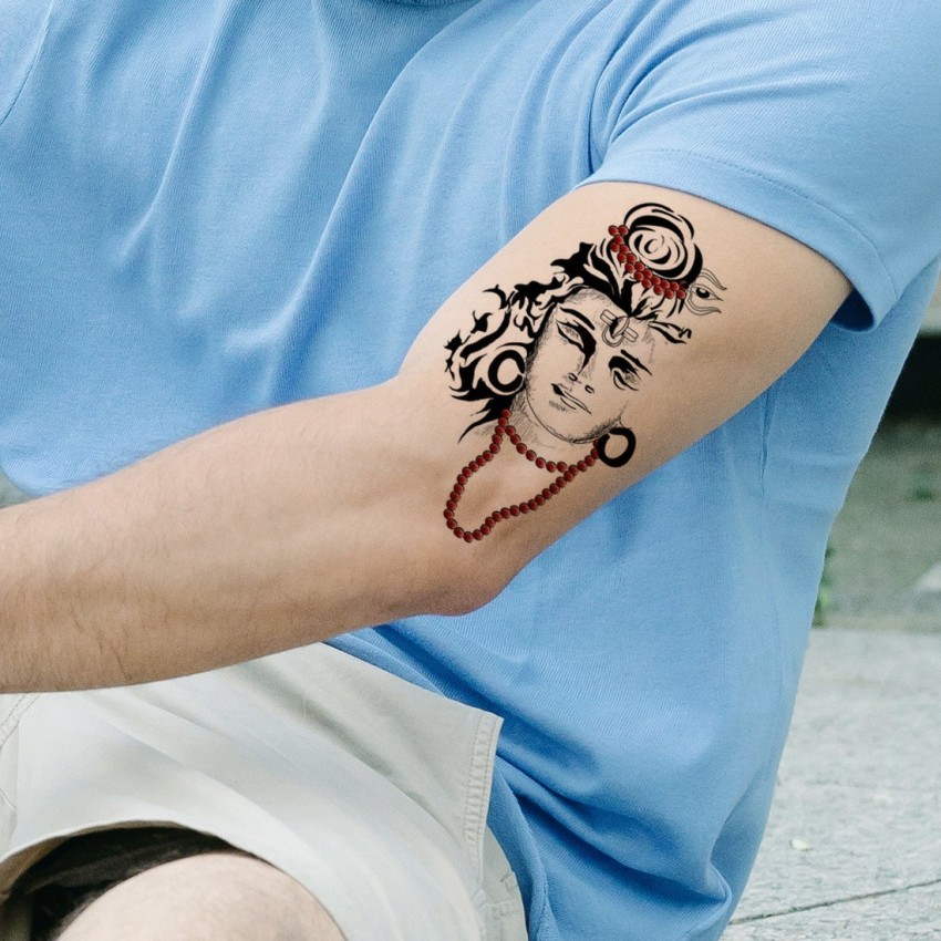 Voorkoms Trishul Om with Rudraksha Temporary Body Tattoo Waterproof Boy and  Girl Tattoo