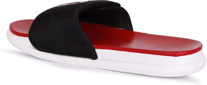 aadi Men s Red Black Synthetic Leather Daily Casual Slipper