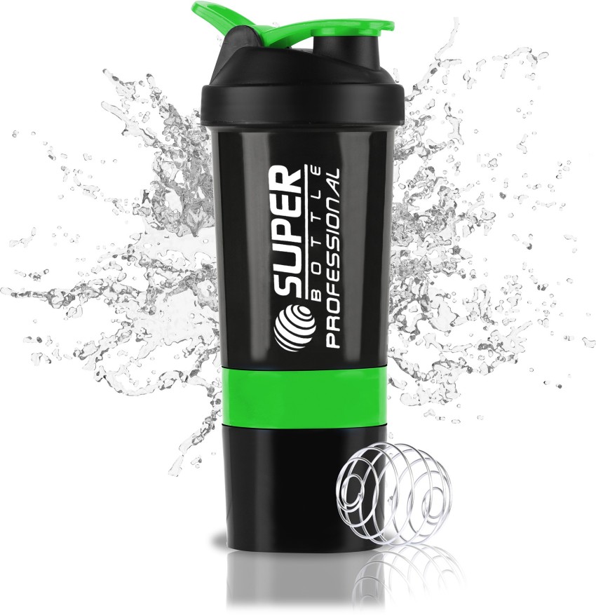 Spider Protein Shaker, Gym Shaker 500ml with 2 Storage Extra Compartment  Green