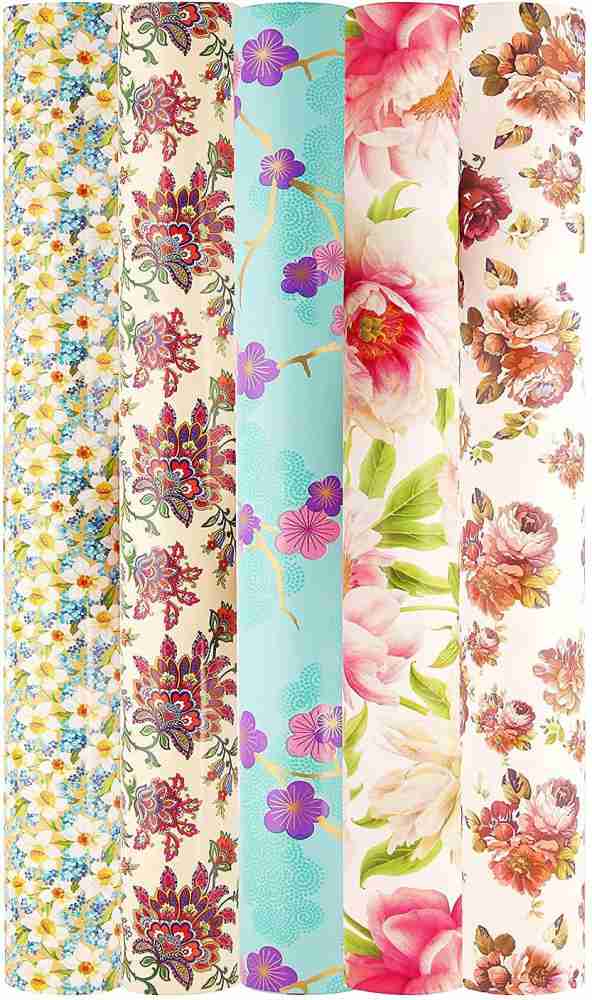 Flower Wrapping Paper, Waterproof, 24″x 24″, 10 sheets per pack, Colorful  Fashion Design