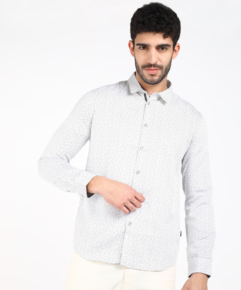 flying machine men printed casual white shirt