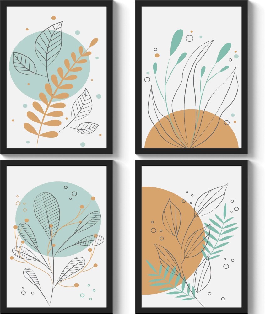 GS Decor Set of 4 Botanical Aesthetic Wall Painting Designs for ...