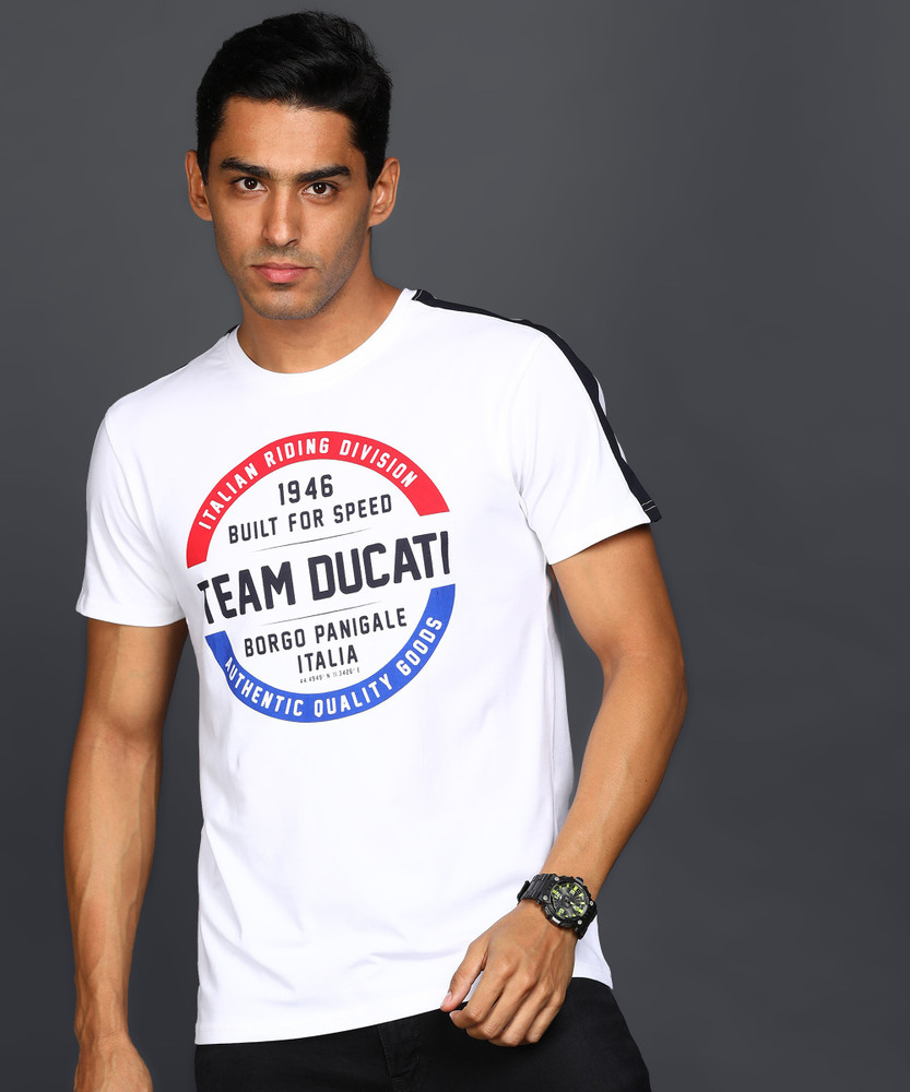 DUCATI Printed Men Round Neck White T Shirt Buy DUCATI Printed