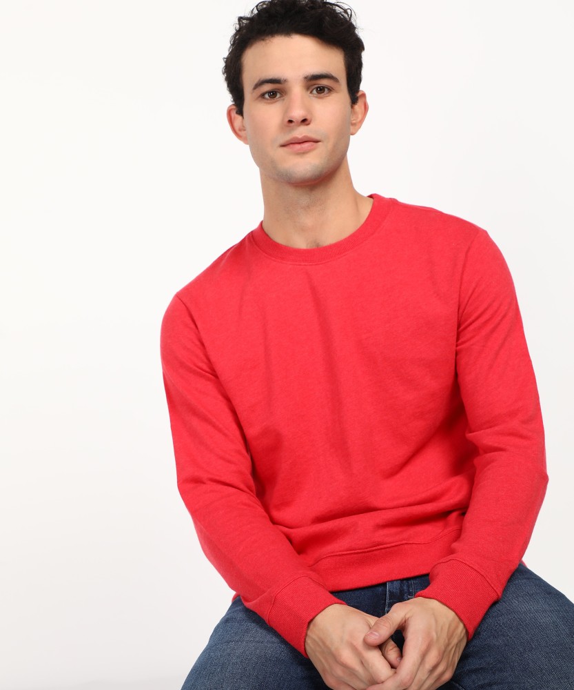 wrangler full sleeve solid men's sweatshirt