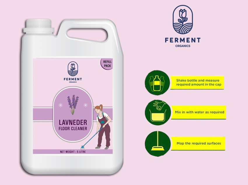 M&C Disinfectant Surface & Floor Cleaner Liquid, Lavender , 5 Liters MAKES  8 Liters