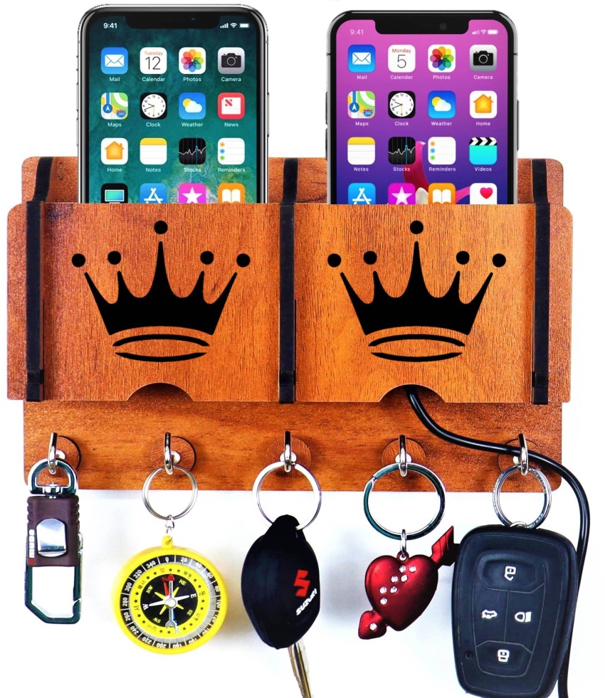 Key Holder for Home Wall Stylish, Wooden Key Stand, Mobile Holder for  Wall