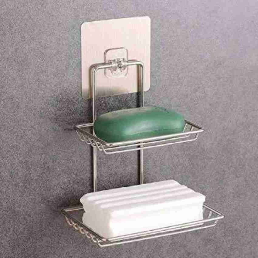 Soap Rack Wall Mounted Soap Holder Stainless Steel Soap Sponge Dish  Bathroom Accessories Soap Dishes Self Adhesive