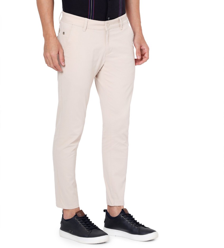 Buy Khaki Cotton Blend Comfort Fit Casual Trouser online  Looksgudin