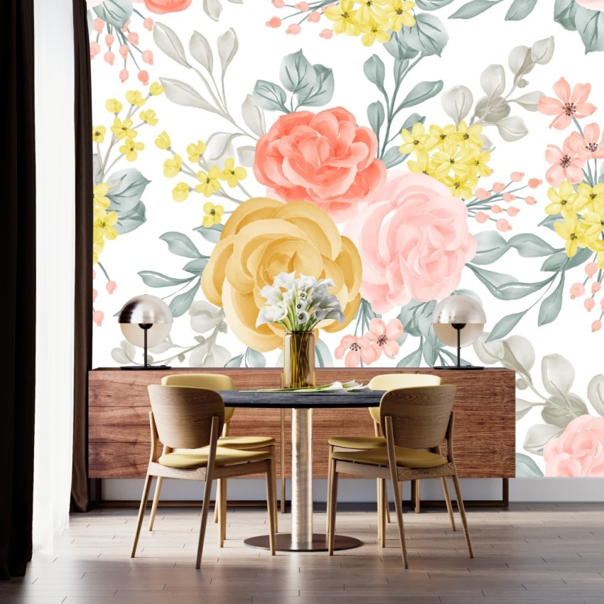 RKDigital Mart Floral & Botanical Multicolor Wallpaper Price in
